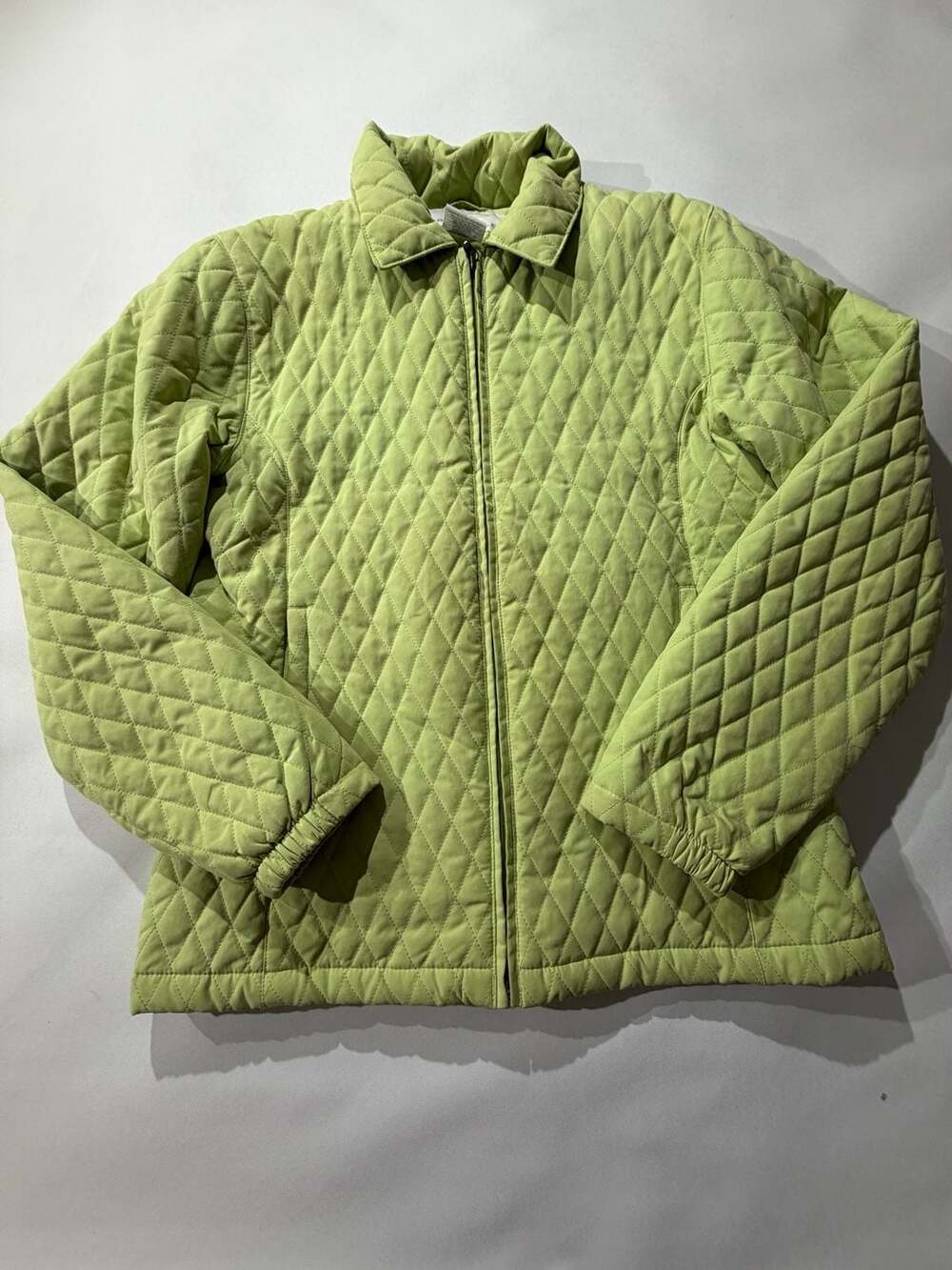 Page & Tuttle Womens S/P Lime Green Quilted Jacket Zip Diamond Puffer
